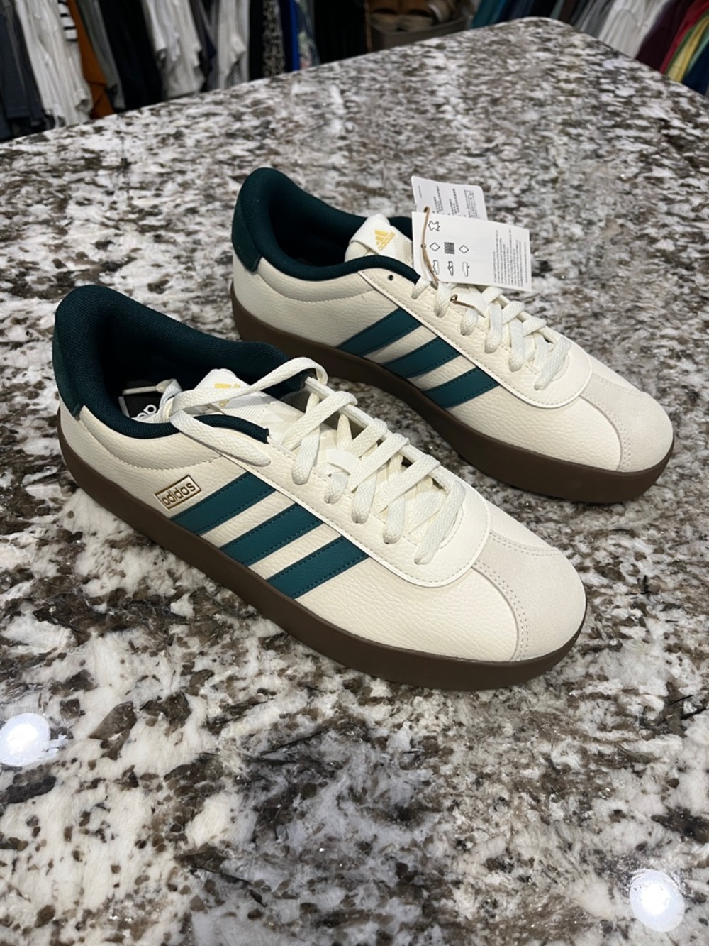 adidas VL Court 3.0 Cream & Teal Low-Top Platform Sneakers M 10.5 / W 11.5 - Picture 7 of 9